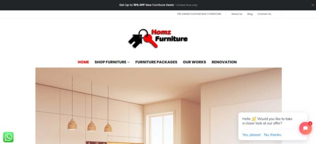 Website for Homz Furniture designed by Imexit
